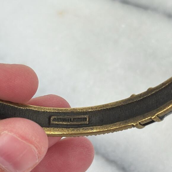 Judith Leiber gold Black Enamel pave bangle bracelet - Picture 2 of 6